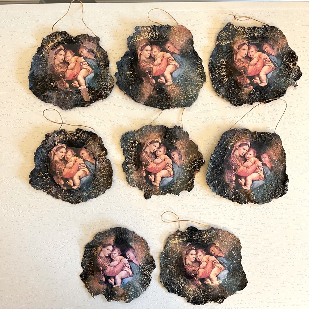 Vintage Madonna & Child Victorian Style Christmas Ornaments – Set of 8 Religious